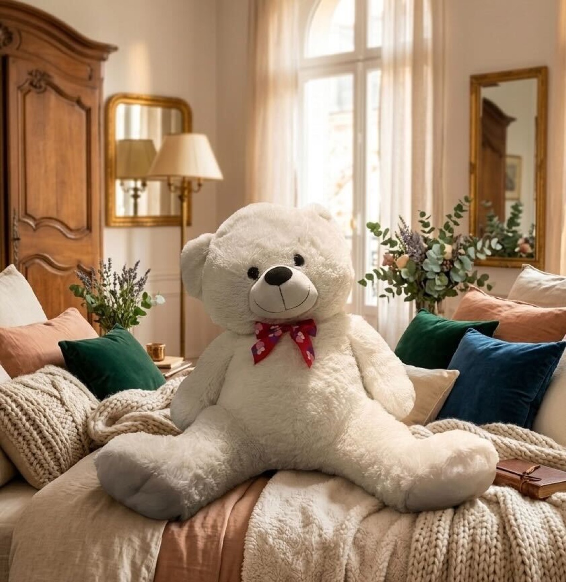 Nounours blanc GM pour baby shower